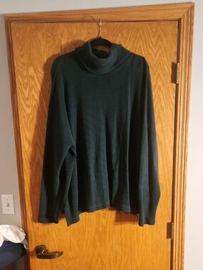 Women's Old Navy Dark Green Ribbed Turtleneck Sweatshirt Size Xl Tall